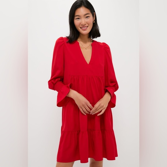 Tuckernuck Kenzo Dress Size XS Red Mini Long Sleeve Pomander Place - Picture 1 of 16
